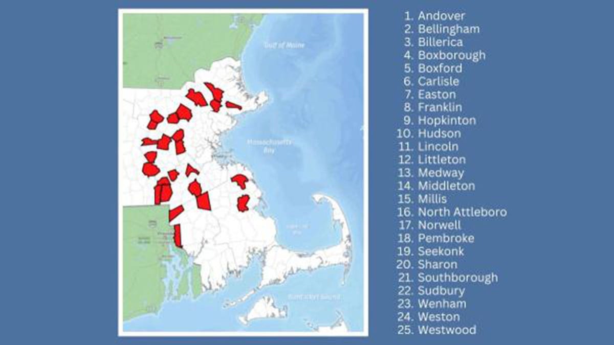 Karte des Einbruchs in Massachusetts