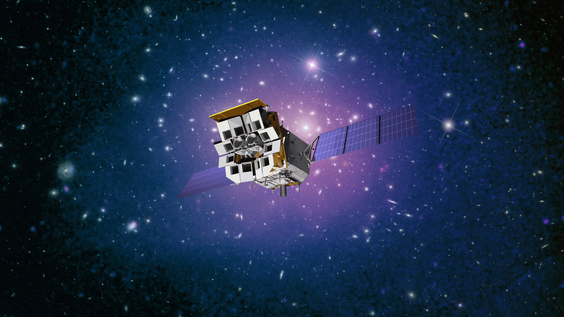 Eine Abbildung zeigt die Einstein-Sonde auf der Jagd nach kosmischen Röntgenstrahlen.