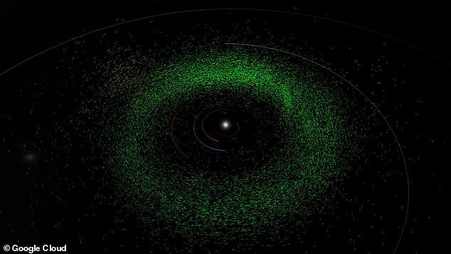 Fast 1,7 Milliarden Lichtpunkte, dokumentiert in 412.000 Bildern aus den digitalen Archiven des US-amerikanischen National Optical-Infrared Astronomy Research Laboratory (NOIRLab), wurden von der neuartigen Asteroiden-Jagdsoftware des Projekts gescannt.  Oben eine weitere Ansicht der neuen Asteroidenkarte