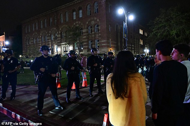 The Los Angeles Police Department said on Twitter/X that it was responding at the university's request due to 'multiple acts of violence' within the large protest encampment