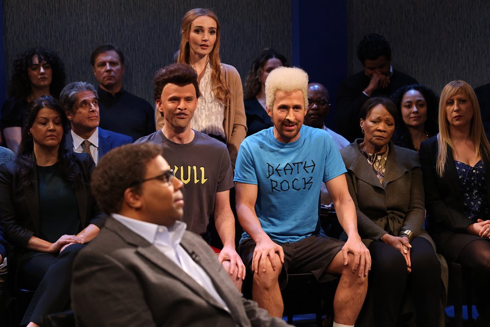 Ryan Gosling und Mikey Day halten SNLs „Beavis and Butt-Head“ auf dem roten Teppich von „The Fall Guy“ am Leben