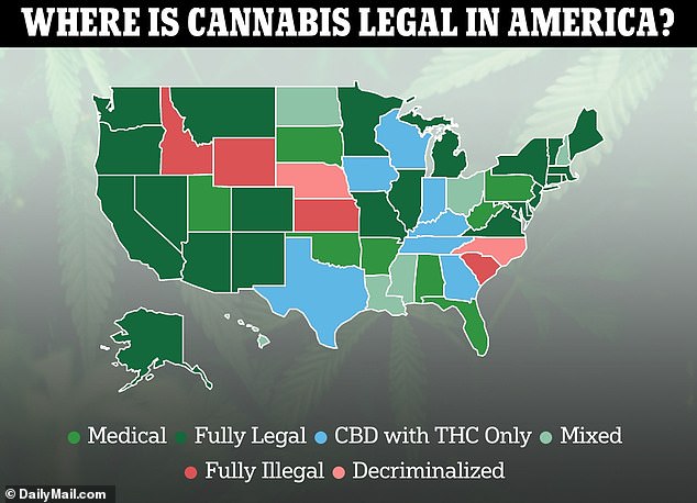 Recreational marijuana is legal in 24 states, though others have legalized it only for medicinal purposes
