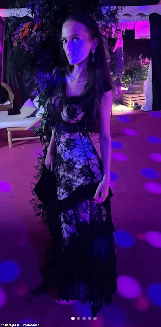 Esme Rose also donned a black lace dress to attend the shindig