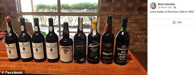 Barry Calverley hat seine Sammlung erlesener Weine und Portweine im Jahr 2022 auf Facebook zum Verkauf angeboten