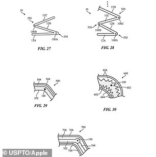 Das neue Apple-Patent enthielt auch Vorschläge für eine Reihe ungewöhnlicher Scharniere und andere Lösungsvorschläge für das High-Tech-Faltproblem