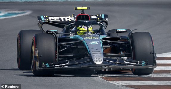 Formel 1 F1 – Miami Grand Prix – Miami International Autodrome, Miami, Florida, Vereinigte Staaten – 4. Mai 2024 Lewis Hamilton von Mercedes in Aktion während des Qualifyings REUTERS/Marco Bello