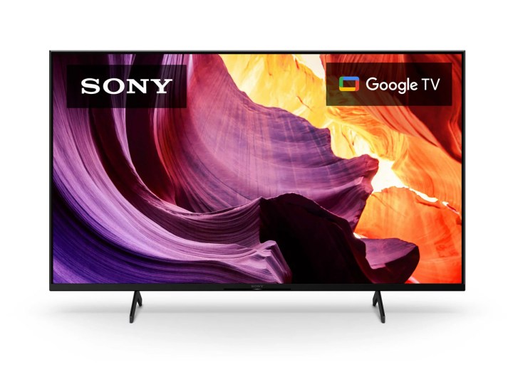 Der 50-Zoll-4K-Fernseher X80K von Sony auf weißem Hintergrund.