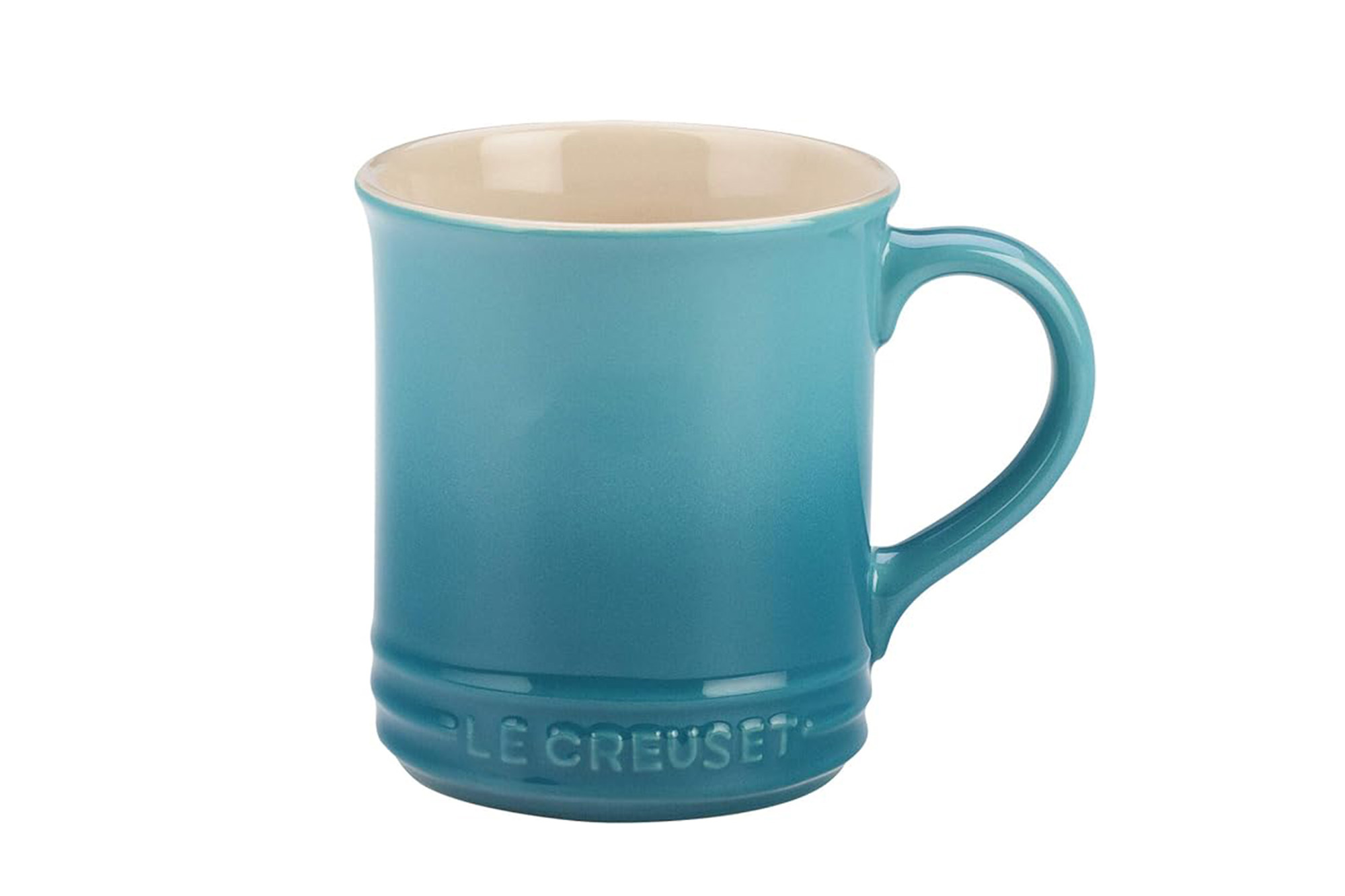 A blue Le Creuset mug
