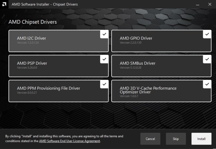 Aktualisierung der AMD-Chipsatztreiber.
