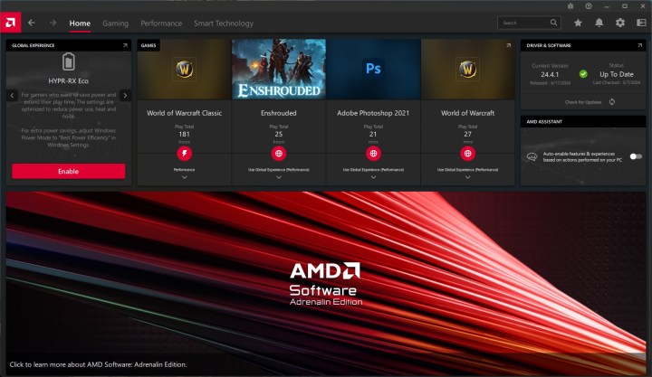 AMD Adrenalin-Startbildschirm.