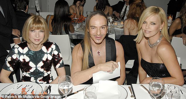 (L-R) Anna Wintour, John Galliano and Charlize Theron attend CFDA/VOGUE Fashion Fund Awards at Skylight Studios on November 17, 2008 in New York City