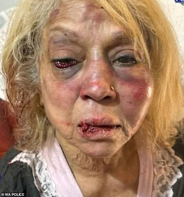 Jamshidi Doukoshkan und zwei weitere Angreifer sollen am 16. April in Girrawheen im Norden von Perth die 73-jährige Ninette Simons (oben) bewusstlos geschlagen haben