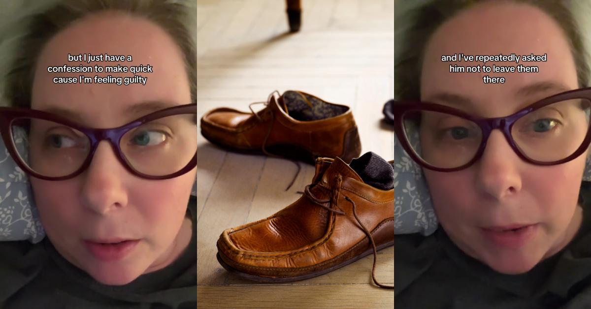 Frau versteckt die Schuhe ihres Mannes, nachdem sie ständig darüber gestolpert ist
