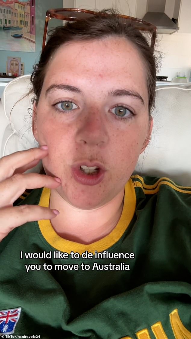 Hannah (im Bild), die im Februar nach Australien gezogen ist, versucht, andere Briten davon abzuhalten, nach Down Under zu gehen