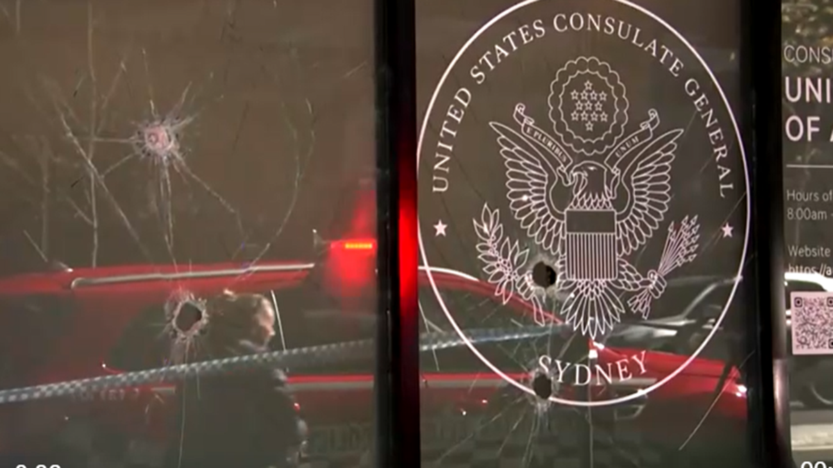 Zerbrochene Fensterscheiben im US-Konsulat in Sydney