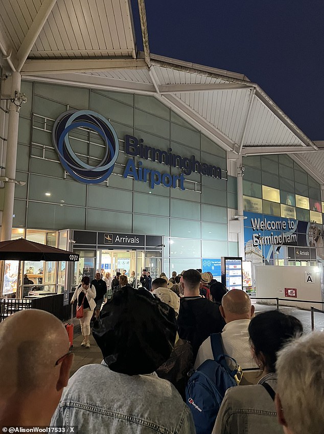 The queues have been ongoing for over a week with passengers seen queuing at Birmingham Airport on June 6