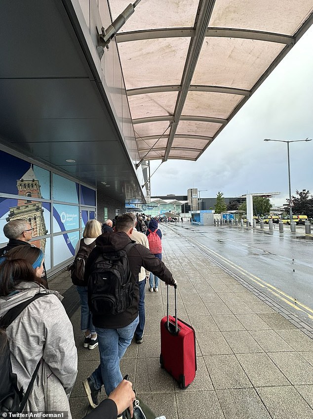 Huge queues at Birmingham airport also caused chaos for passengers on Monday morning