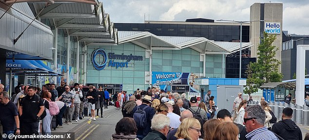 Holidaymakers were made to continue to queue for hours outside the terminal on June 6 amid confusion over the new 100ml liquid rules