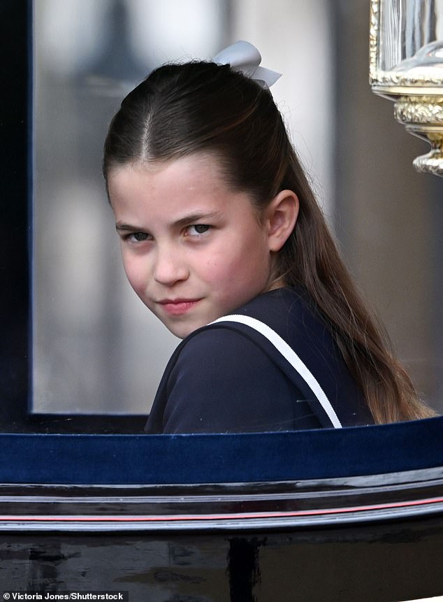 Princess Charlotte at Trooping The Colour in London this morning