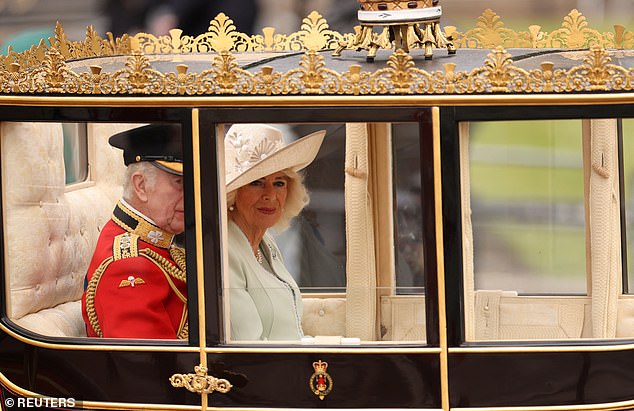 King Charles and Queen Camilla attend Trooping the Colour in London today
