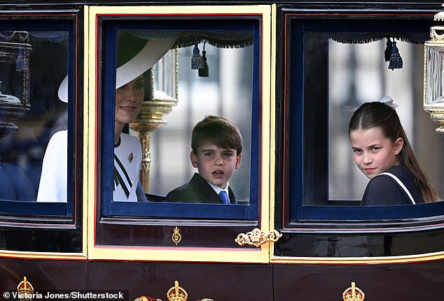 The Princess of Wales with her family as they Buckingham Palace in London this morning