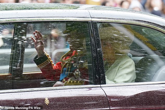 King Charles III and Queen Camilla arrive at Buckingham Palace in London this morning