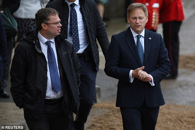 Defence Secretary Grant Shapps (right) at the Trooping the Colour parade in London today