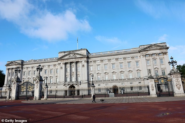 Buckingham Palace is pictured this morning ahead of the Trooping the Colour ceremony