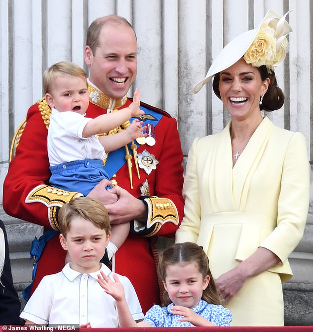 2019 -- William and Kate at Trooping the Colour with their children in London on June 8, 2019