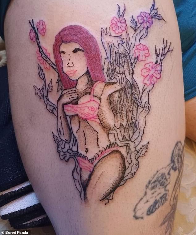 Vielleicht wollte die Person, die sich dieses Tattoo stechen ließ, einen sexy Look, aber das Kunstwerk lässt viel zu wünschen übrig