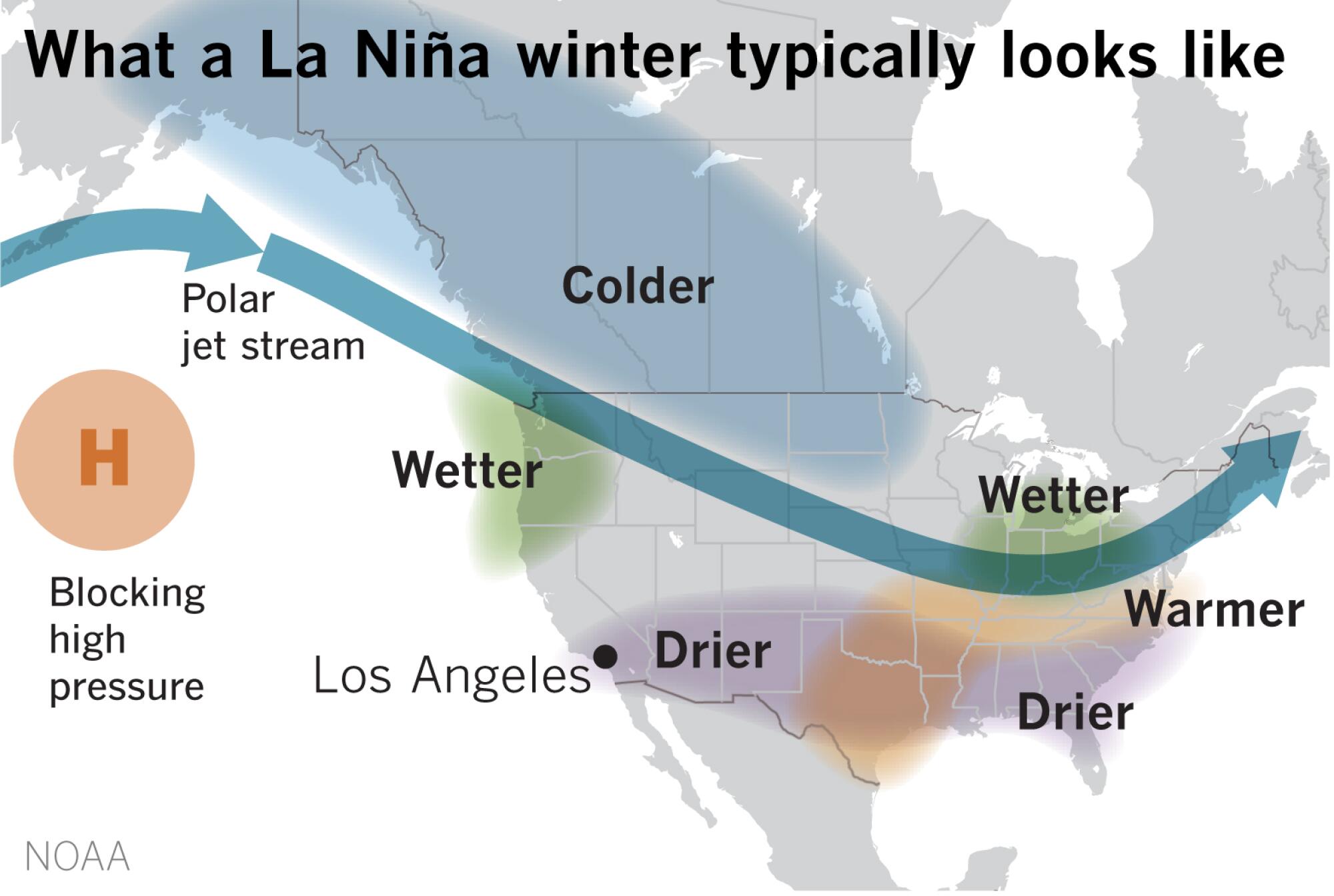 Karte, wie ein typischer La Niña-Winter aussieht
