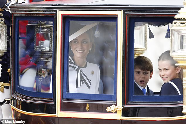The Princess of Wales leaves Buckingham Palace during Trooping the Colour in London today