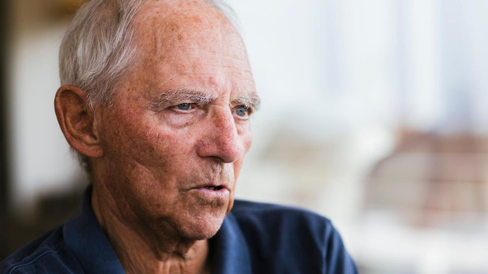 Portrait: Wolfgang Schäuble MP sits in his apartment during an interview