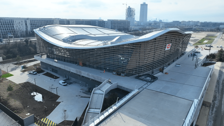 The Olympic Aquatic Center built as part of the Paris 2024 Olympic Games, in Saint-Denis, in Seine-Saint-Denis.  (Greater Paris Metropolis)