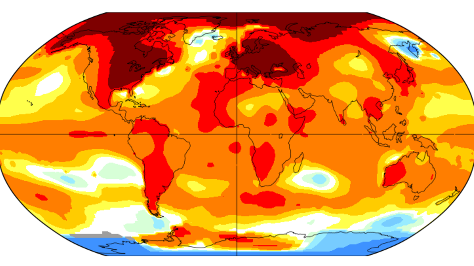Land areas store heat faster than oceans.  The southern hemisphere is covered with more water and is therefore cooler