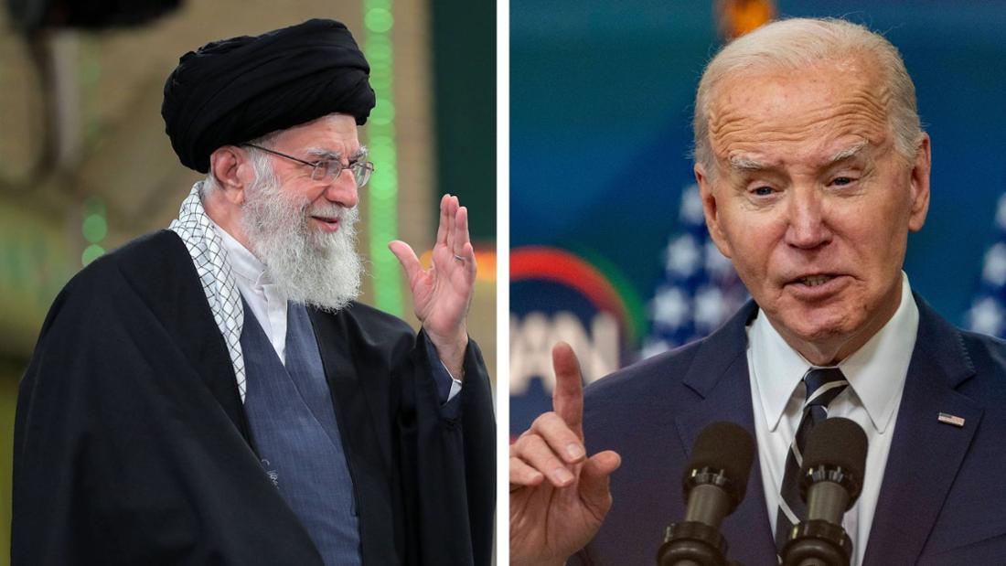 Seen are Ali Khamenei (left), Supreme Leader of Iran, and US President Joe Biden.