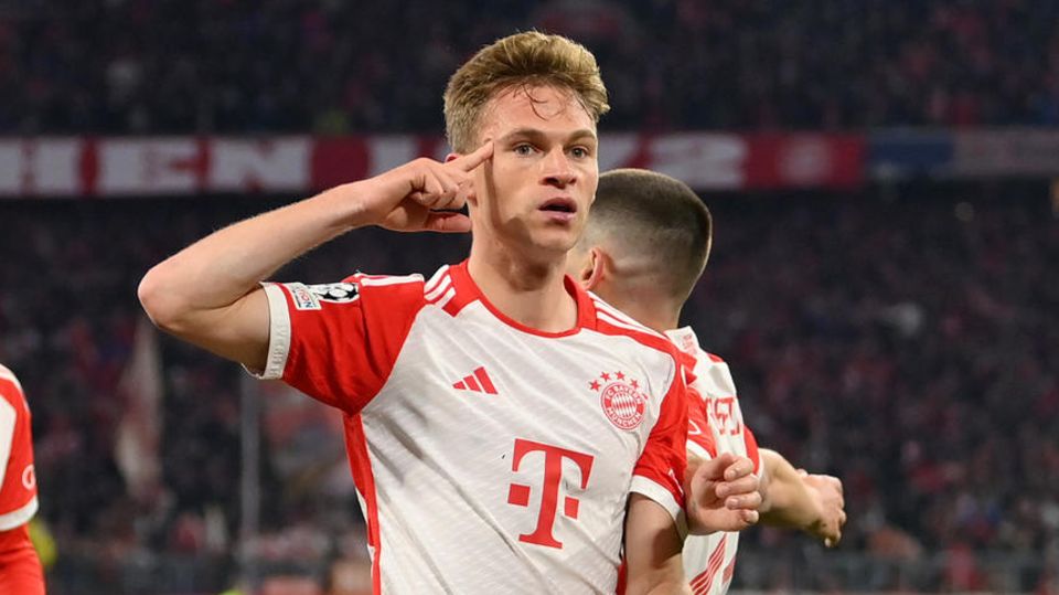 Powerful header, great satisfaction: Joshua Kimmich celebrates after his winning goal against Arsenal FC