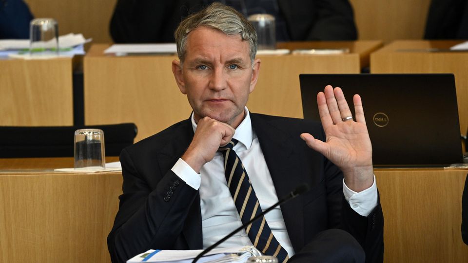 AfD parliamentary group leader Björn Höcke in the plenary hall of the Thuringian state parliament