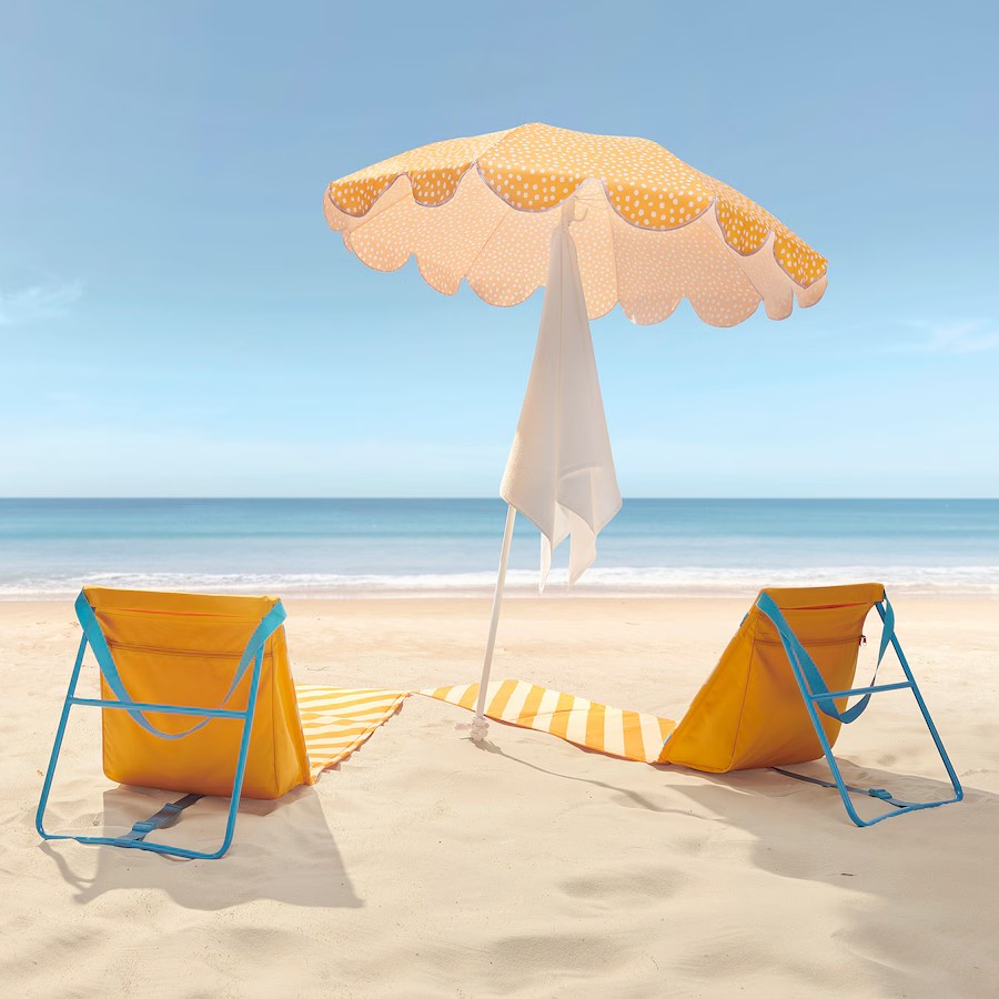STRANDÖN sun lounger and parasol