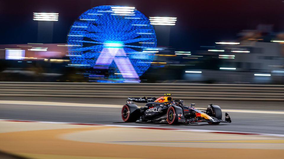 Sergio Perez from Team Red Bull on the race track in Bahrain