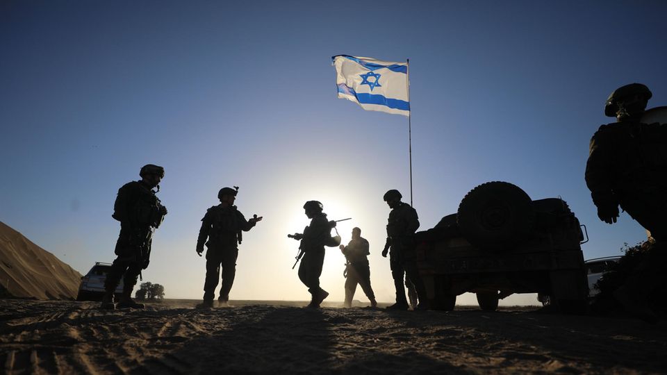 Israeli soldiers on duty near the Gaza Strip