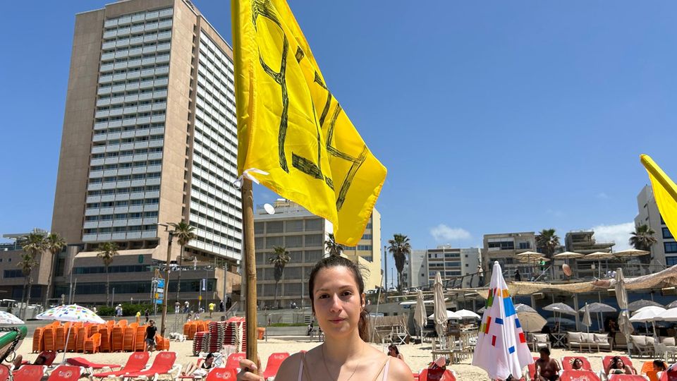 Dana Ronen on the beach in Tel Aviv, Israel