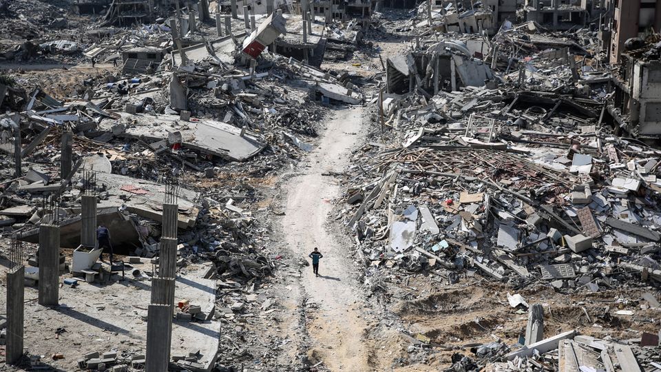 General view of the destruction near Shifa Hospital in Gaza City