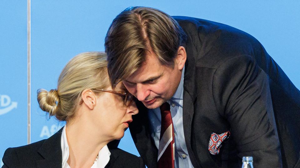 AfD leader Alice Weidel and EU MP Maximilian Krah at the AfD's European election meeting in Magdeburg in the summer of 2023.