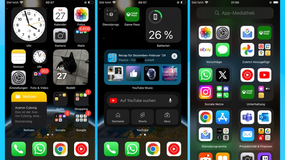 As with Android, you can design the home screen according to your preferences.