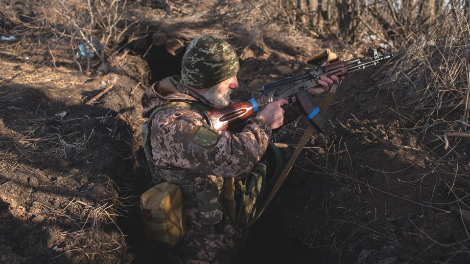 A Ukrainian soldier near the front in the east of the country