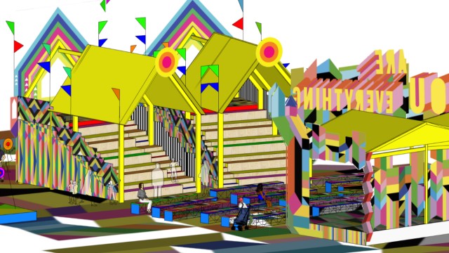 Cultural program for the European Football Championship in Munich: "A sign of happiness and optimism": That's what the London artist Morag Myerscough did "Stadium of Dreams" planned from used components.  It will later be set up at other locations in Munich.