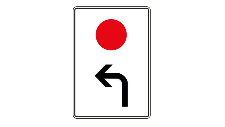 Driving license: What does the traffic sign with the red dot stand for?