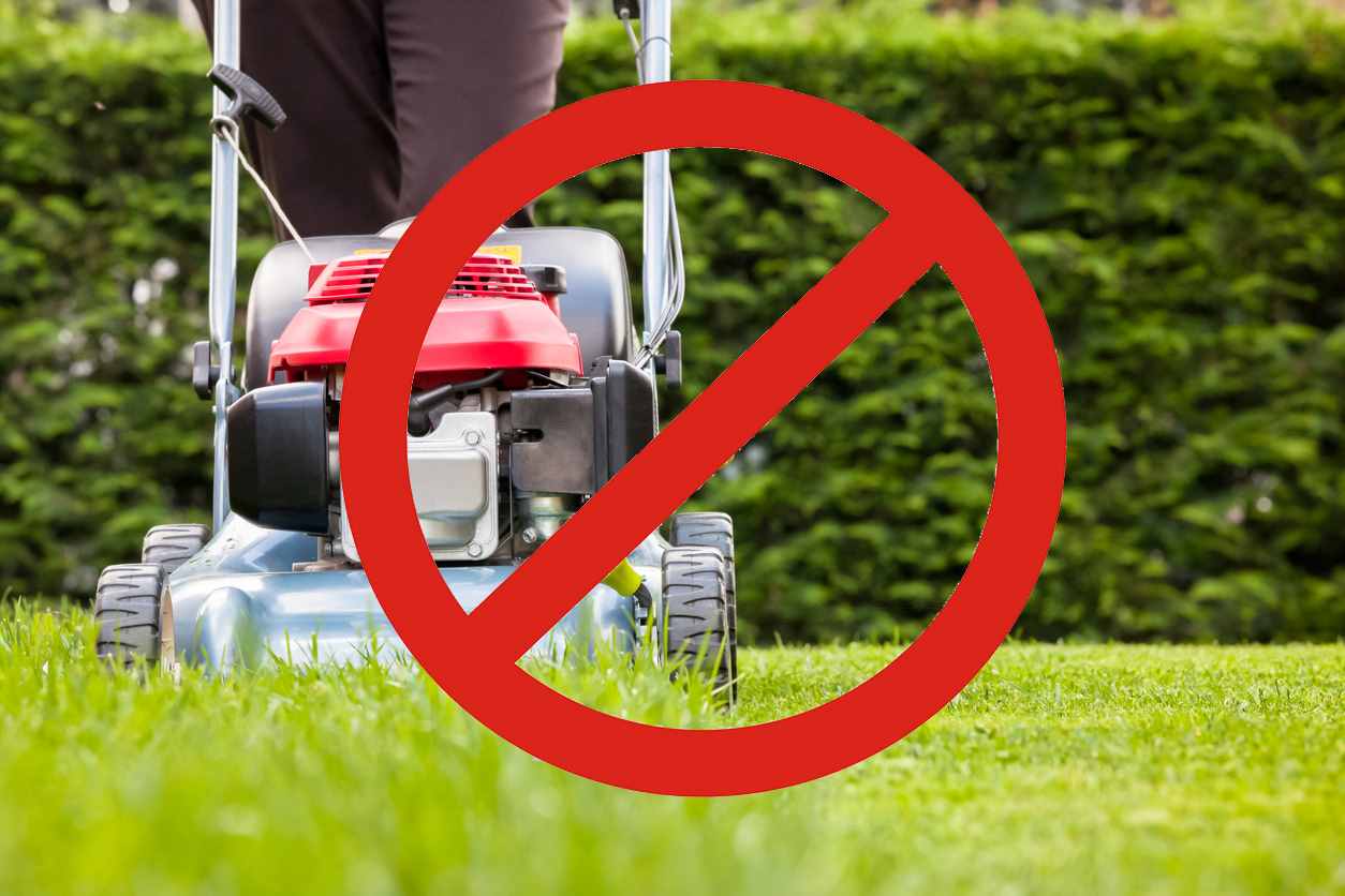 Prohibited Sign With Lawn Mower Running