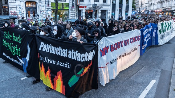 Participants of the demo "Take Back The Night" move through Hamburg.  © picture alliance/dpa Photo: Markus Scholz